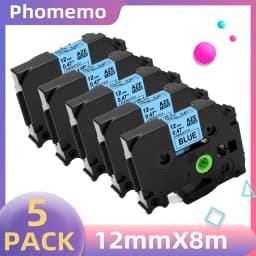 5PK Label Tape for P3100 E1000 Pro Ribbon Label Maker Printer Black on White TZe-231 TZe-631 Compatible for Brother P-touch