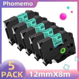 5PK Label Tape for P3100 E1000 Pro Ribbon Label Maker Printer Black on White TZe-231 TZe-631 Compatible for Brother P-touch