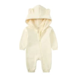 Spring Autumn Baby Girl Romper Fashion Solid Color Newborn Baby Clothes Cotton Long Sleeve Hooded Infant Romper 3-18 Months