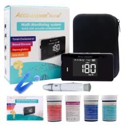 4 in 1 Cholesterol Hemoglobin Uric Acid & Blood Glucose Meter Kits Medical Household Rapid Test Monitor with Strips