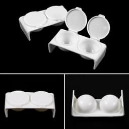 2Pcs White Acrylic Liquid Dappen Dish, Twin Cup Nail Art Pigment Holder for Monomer Nail Brushes Washing Manicure Tool