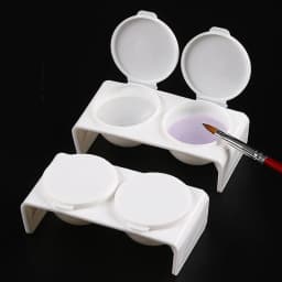 2Pcs White Acrylic Liquid Dappen Dish, Twin Cup Nail Art Pigment Holder for Monomer Nail Brushes Washing Manicure Tool