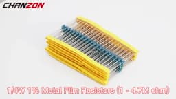 1/4W 1% High Precision Metal Film Resistors Kit 1 100 200 220 330 470 1K 4.7K 15K 10K 20K 22K 47K Ohm Resistance Assortment Set
