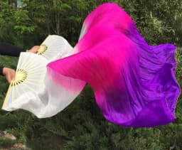 Hot-Sale 1pair/2pcs Real Silk Belly Dance Veil Fans Bamboo Handmade Dyed Performance Long Fan BellyDance 100% Real Silk Fan Veil