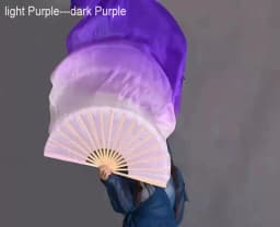 Hot-Sale 1pair/2pcs Real Silk Belly Dance Veil Fans Bamboo Handmade Dyed Performance Long Fan BellyDance 100% Real Silk Fan Veil