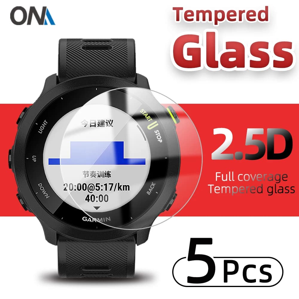 Screen Protector Tempered Glass for Garmin Forerunner 55 - Ultra Hard HD Clear Protective Glass Film Accessories