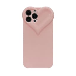 3D Love Heart Cute Phone Case For iPhone Air 14 11 12 13 15 16 17 Pro Max Candy Color Solid Soft Silicone Tpu Back Cover