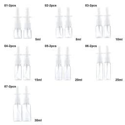2pcs New White Nasal Spray Pump Empty Plastic Bottles Refillable Sprayer Health Nose Mist For Medical Packaging Accessories