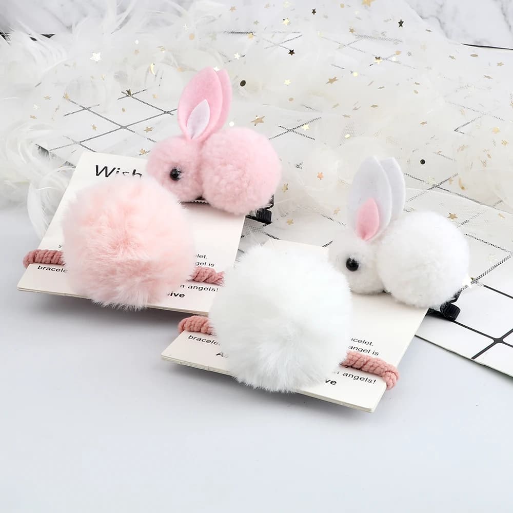 Soft Hairball Hair Bands Accessories Cute Plush Rabbit Elastic Hair Ties Sweet Bunny Hair Clip Headwear Gift For Women Girl Kids