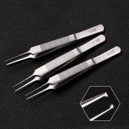 Stainless Steel Tweezers 10 cm Surgical Forceps Dental Insturment with 0.6 0.4 0.8mm teeth
