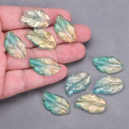 10pcs Leaf Petal Shape 28x17mm Lampwork Glass Loose Pendants Beads for Jewelry Making DIY Handmade Crafts Findings