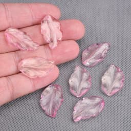 10pcs Leaf Petal Shape 28x17mm Lampwork Glass Loose Pendants Beads for Jewelry Making DIY Handmade Crafts Findings