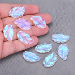 10pcs Leaf Petal Shape 28x17mm Lampwork Glass Loose Pendants Beads for Jewelry Making DIY Handmade Crafts Findings