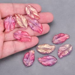 10pcs Leaf Petal Shape 28x17mm Lampwork Glass Loose Pendants Beads for Jewelry Making DIY Handmade Crafts Findings