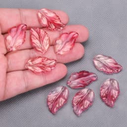 10pcs Leaf Petal Shape 28x17mm Lampwork Glass Loose Pendants Beads for Jewelry Making DIY Handmade Crafts Findings