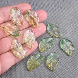 10pcs Leaf Petal Shape 28x17mm Lampwork Glass Loose Pendants Beads for Jewelry Making DIY Handmade Crafts Findings