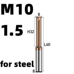 Tungsten Carbide Single Tooth Spiral Milling Cutter Thread Mill Metric Router Bit For Steel Aluminum End Mill CNC Tool 60°