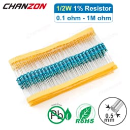 100pcs 1/2W 1% High Precision Metal Film Resistor 1 2.2 4.7 10 100 220 330 470 K M 1K 4.7K 10K 15K 47K 100K Ohm Fixed Resistant