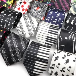 Hot Classic Men's Music Tie Piano Guitar Musical Notes Star Poker Necktie Smooth Soft Black Wihte Novelty Accessories Ties Gift