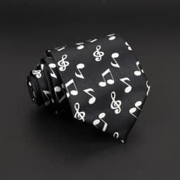 Hot Classic Men's Music Tie Piano Guitar Musical Notes Star Poker Necktie Smooth Soft Black Wihte Novelty Accessories Ties Gift