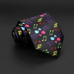 Hot Classic Men's Music Tie Piano Guitar Musical Notes Star Poker Necktie Smooth Soft Black Wihte Novelty Accessories Ties Gift