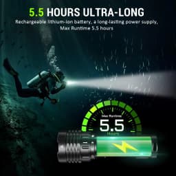 Wurkkos DL30 Diving Flashlight 3600 Lm IPX8 Waterproof 21700 Rechargeable Dive Light Features 3 Modes Suitable for Spearfishing