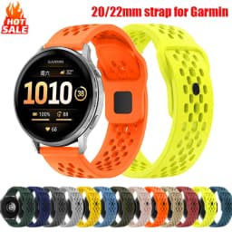 22mm Hole Silicone Band for Garmin Forerunner 255 265 970 165 55/Active 6 5 Bracelet Correa For Venu 4 3 45mm/Vivoactive 5 Strap