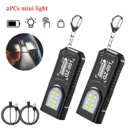 Powerful Mini COB LED Keychain Flashlight USB Rechargeable Hanging Work Light Waterproof Keyring Camping Walking Pocket Lamp