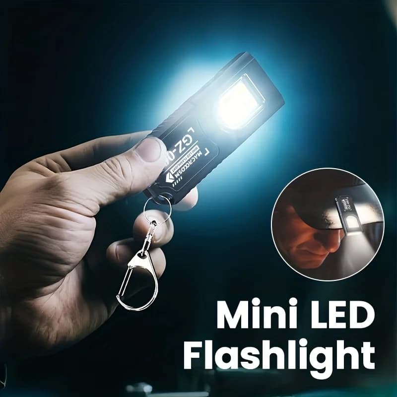 Powerful Mini COB LED Keychain Flashlight USB Rechargeable Hanging Work Light Waterproof Keyring Camping Walking Pocket Lamp