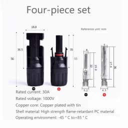 YuXi 1/2 Sets 1000V 30A 45A Solar Photovoltaic Connector Male Female Solar Panel MC-4 Waterproof Plug PV Modules
