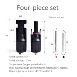 YuXi 1/2 Sets 1000V 30A 45A Solar Photovoltaic Connector Male Female Solar Panel MC-4 Waterproof Plug PV Modules