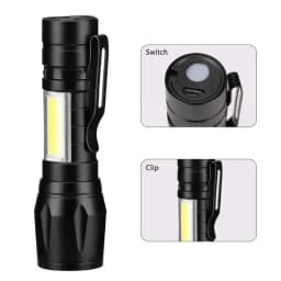 Powerful Mini LED Flashlight COB XPE Zoom Torch Built In Battery USB Rechargeable With Pen Clip Outdoor Camping Emergency Lamp