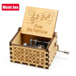 IN STOCK 38 styles Anime Music Box Antique carved Wooden Hand Crank Music Box figure Christmas Birthday Gift