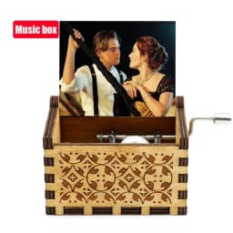 IN STOCK 38 styles Anime Music Box Antique carved Wooden Hand Crank Music Box figure Christmas Birthday Gift