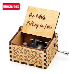 IN STOCK 38 styles Anime Music Box Antique carved Wooden Hand Crank Music Box figure Christmas Birthday Gift