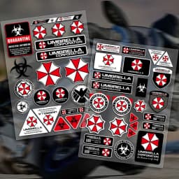 Umbrella Corporation Stickers Set Resident Evil, Waterproof Vinyl Decals for Laptop, Water Bottle, Skateboard, Luggage, Helmet