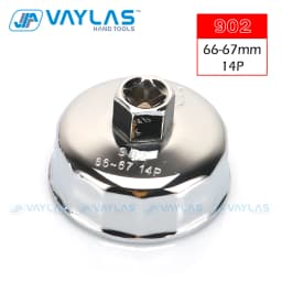 1/2" Square Dr. Steel 66mm-67mm Oil Filter Wrench Cap Housing Tool Remover 14 Flutes Universal For Mitsubisu Mazda Ford