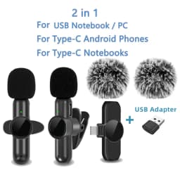 2.4G Wireless Lavalier Microphone Noise Cancelling Audio Video Recording for iPhone/iPad/Android/Xiaomi/Samsung Live Game Mic