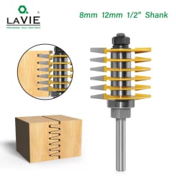 LAVIE 1pc 8mm 12mm 1/2" Shank Brand New 2 Teeth Adjustable Finger Joint Router Bit Tenon Cutter Industrial Grade For Wood Tool