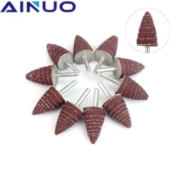 10Pcs Tapered Cone Grinding Head Sandpaper Flap Wheels Polishing Sanding for Drill Dremel Accessories 6mm Shank 10-30mm