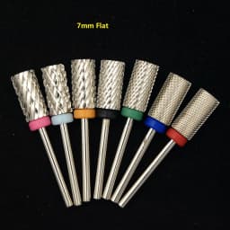 6.6mm Large Round Flat-Top Barrel Silver Tungsten Carbide Nail Drill Bit for Electric File Manicure Pedicure