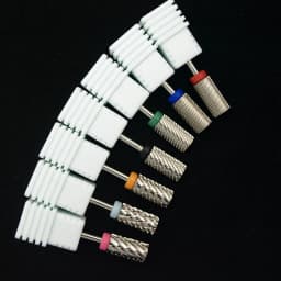 6.6mm Large Round Flat-Top Barrel Silver Tungsten Carbide Nail Drill Bit for Electric File Manicure Pedicure