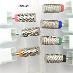 6.6mm Large Round Flat-Top Barrel Silver Tungsten Carbide Nail Drill Bit for Electric File Manicure Pedicure