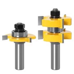 2pc 1/4'1/2' Shank 6mm 8mm 12mm Shank Tongue & Groove Router Bit Set - Large Stock Woodworking Cutter Tenon Cutter for Woodworki