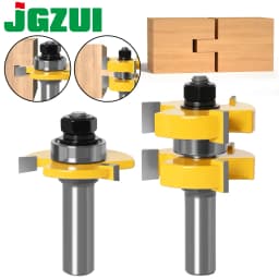 2pc 1/4'1/2' Shank 6mm 8mm 12mm Shank Tongue & Groove Router Bit Set - Large Stock Woodworking Cutter Tenon Cutter for Woodworki
