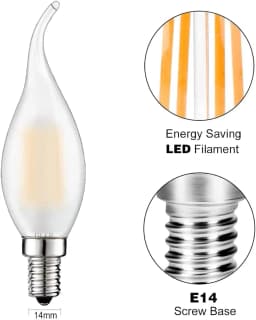 Retro Led Dimmable Candle Light C35 Frosted E14 220V 4W 6W Warm White 2700K Filament Bulbs Lamp For Chandelier Lighting