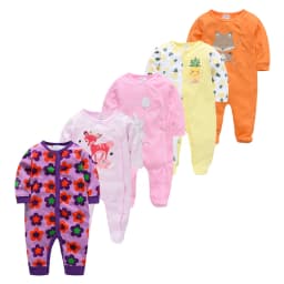 5pcs Honeyzone Winter Toddler Animal Footies New Born Baby Clothes Set Soft Breathable Pyjama Ubranka Dla Niemowlat Clothing Set