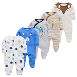 5pcs Honeyzone Winter Toddler Animal Footies New Born Baby Clothes Set Soft Breathable Pyjama Ubranka Dla Niemowlat Clothing Set