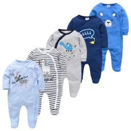 5pcs Honeyzone Winter Toddler Animal Footies New Born Baby Clothes Set Soft Breathable Pyjama Ubranka Dla Niemowlat Clothing Set