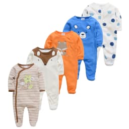5pcs Honeyzone Winter Toddler Animal Footies New Born Baby Clothes Set Soft Breathable Pyjama Ubranka Dla Niemowlat Clothing Set
